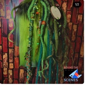 Green human Hair Wig